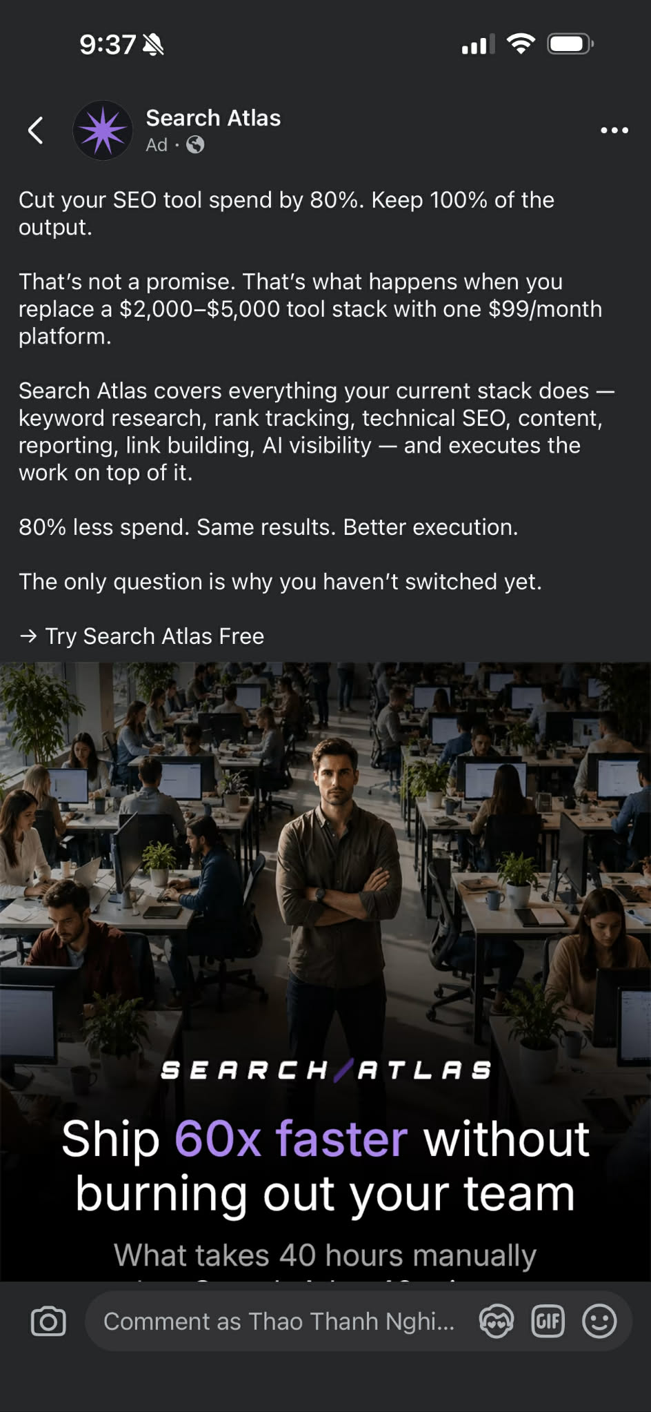 Facebook Ads hiển thị tiếng Việt – ví dụ 2